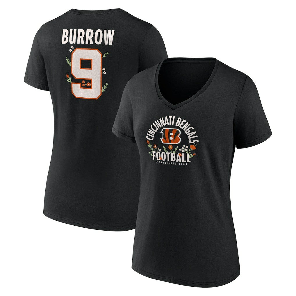 Joe Burrow Cincinnati Bengals Women's Floral Name & Number V-Neck T-Shirt - Black online