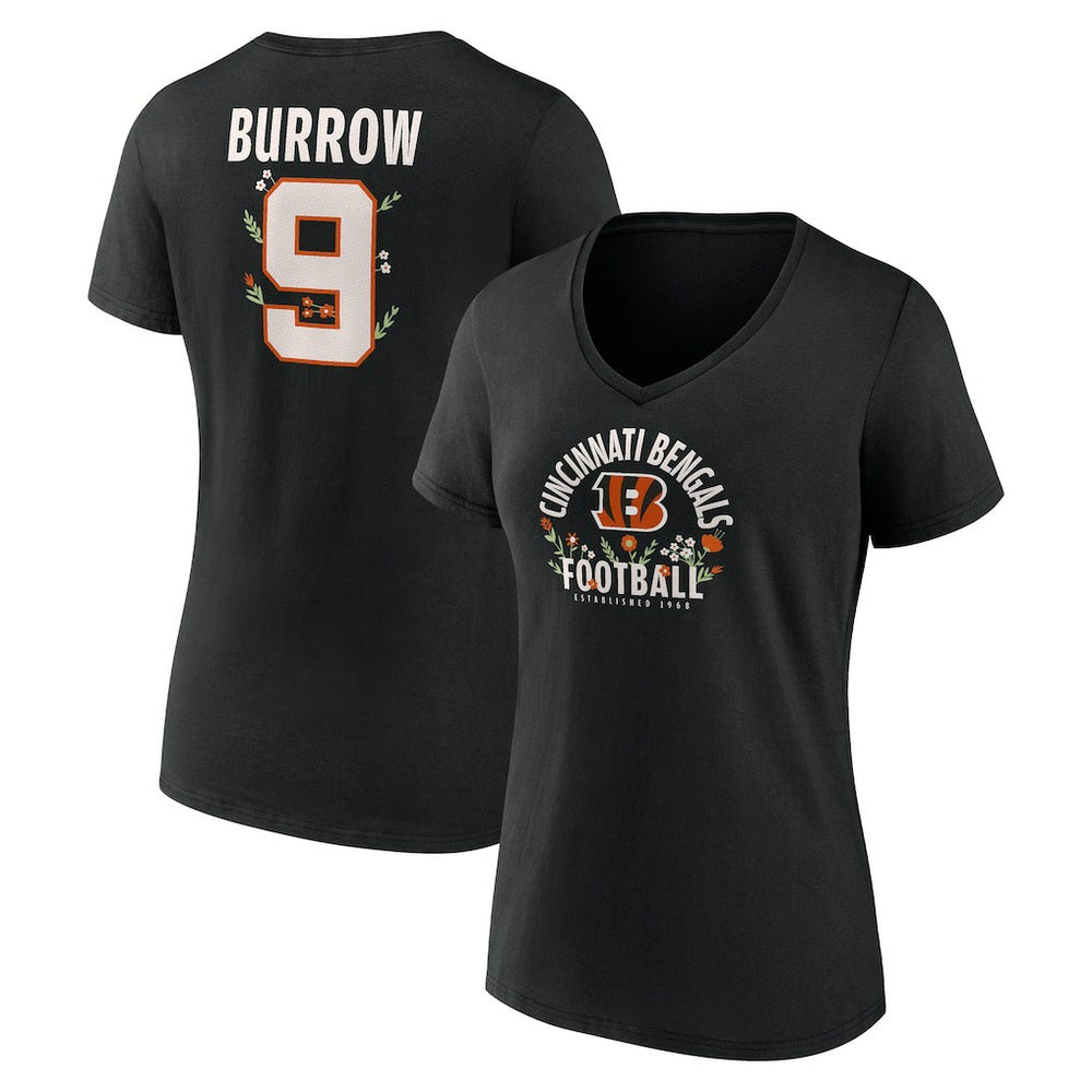 Joe Burrow Cincinnati Bengals Women's Floral Name & Number V-Neck T-Shirt - Black online