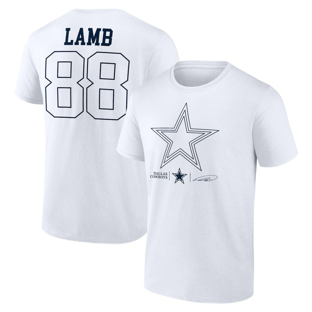 CeeDee Lamb Dallas Cowboys Tonal Name & Number T-Shirt - White outlet