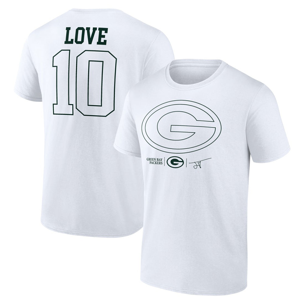 Jordan Love Green Bay Packers Tonal Name & Number T-Shirt - White sale