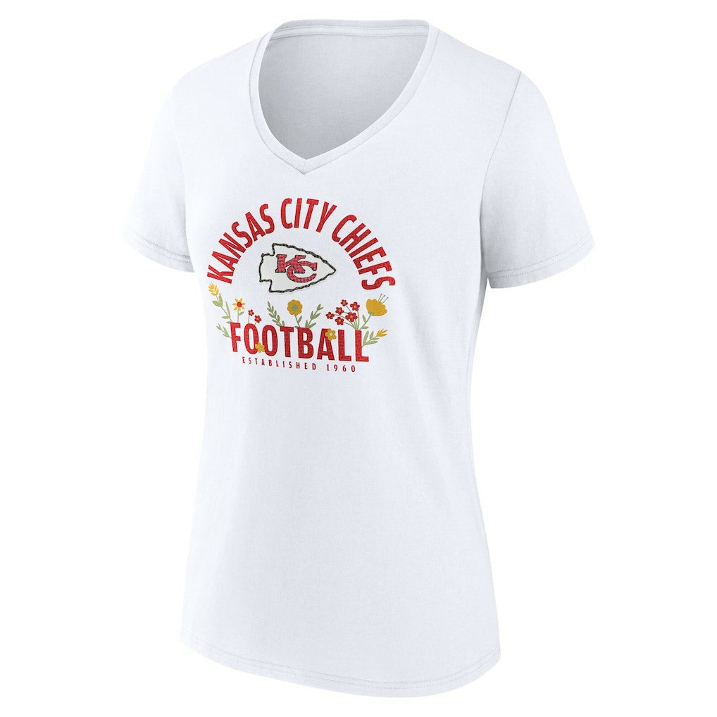 Patrick Mahomes Kansas City Chiefs Women's Floral Name & Number V-Neck T-Shirt - White for sale