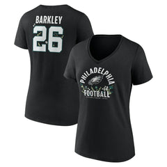 Saquon Barkley Philadelphia Eagles Women's Floral Name & Number V-Neck T-Shirt - Black for sale