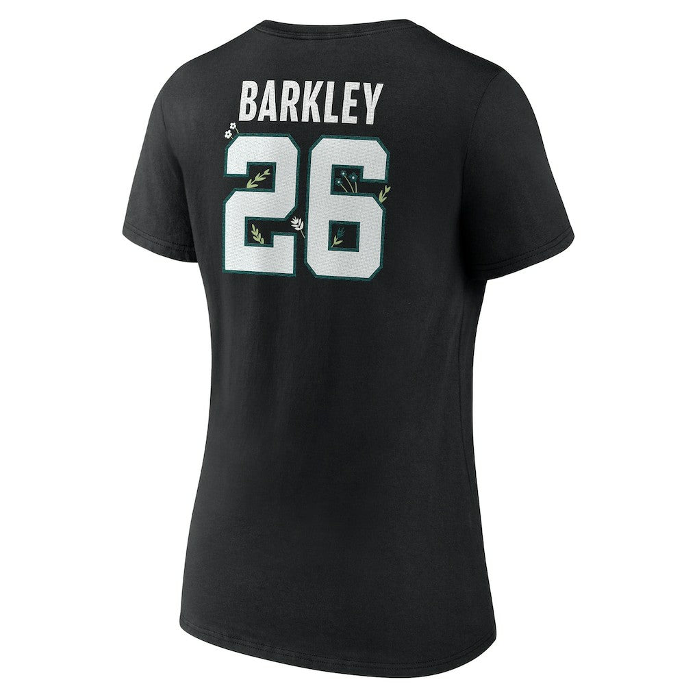 Saquon Barkley Philadelphia Eagles Women's Floral Name & Number V-Neck T-Shirt - Black for sale