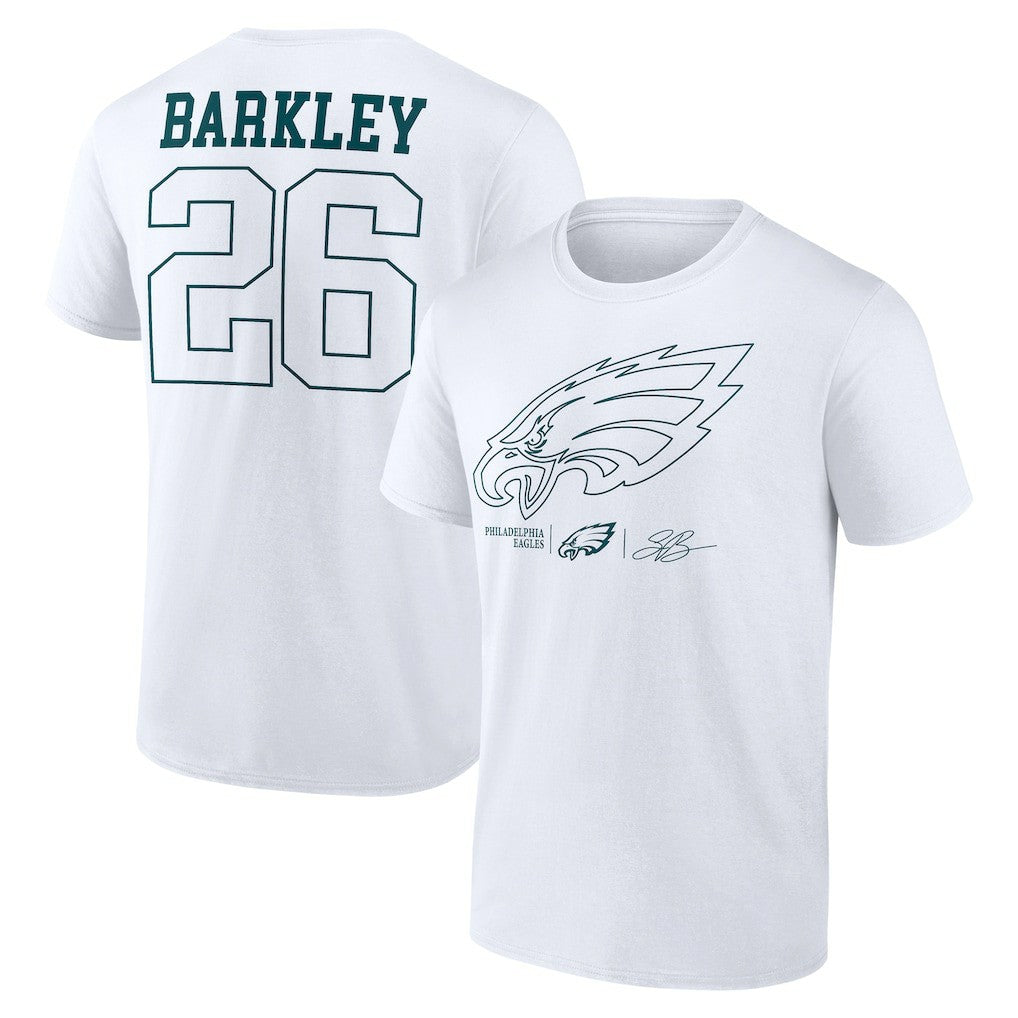 Saquon Barkley Philadelphia Eagles Tonal Name & Number T-Shirt - White outlet
