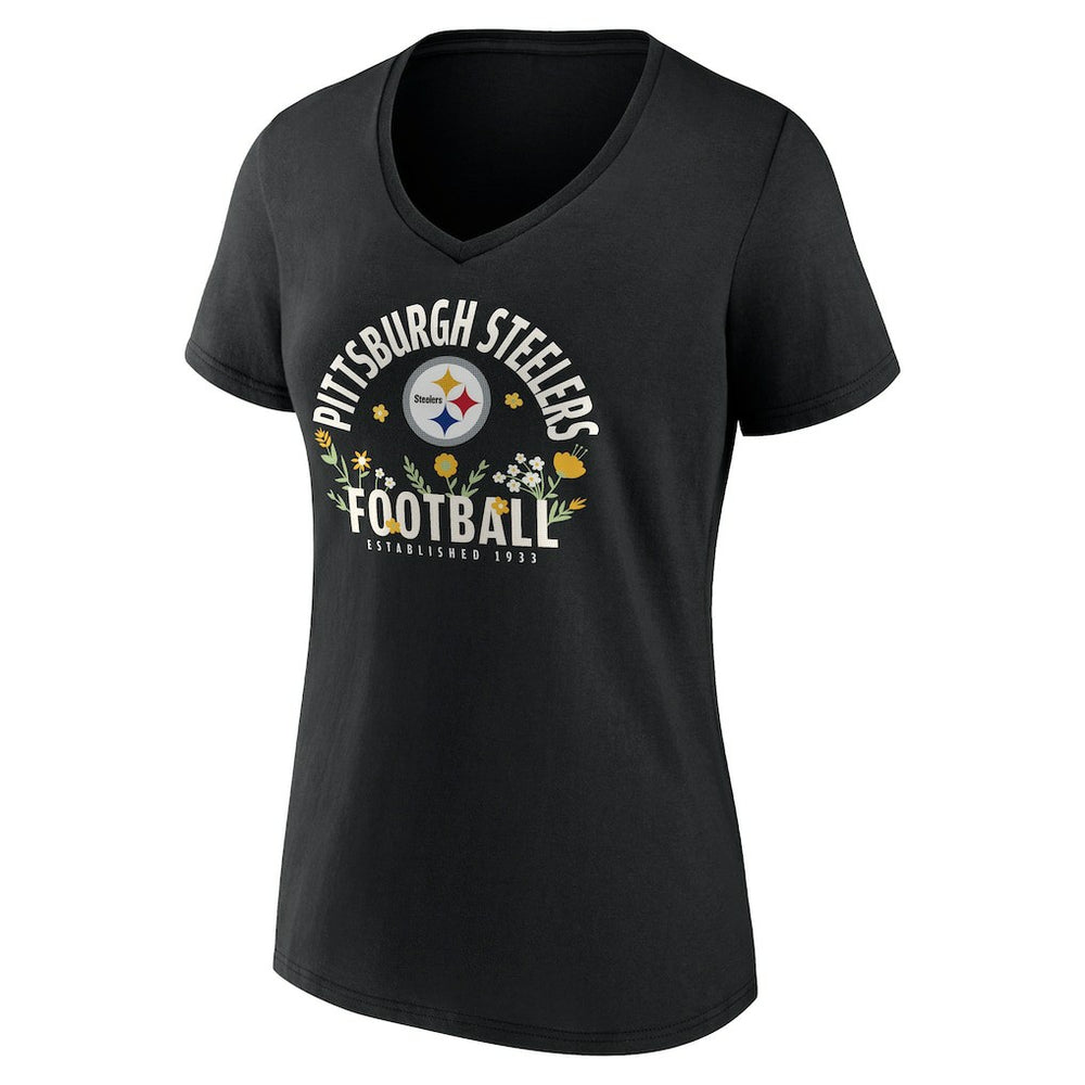 T.J. Watt Pittsburgh Steelers Women's Floral Name & Number V-Neck T-Shirt - Black sale