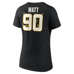 T.J. Watt Pittsburgh Steelers Women's Floral Name & Number V-Neck T-Shirt - Black sale