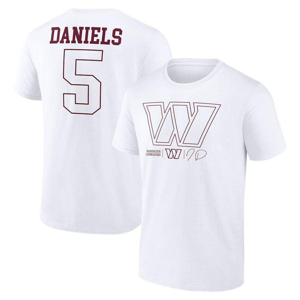 Jayden Daniels Washington Commanders Tonal Name & Number T-Shirt - White for sale