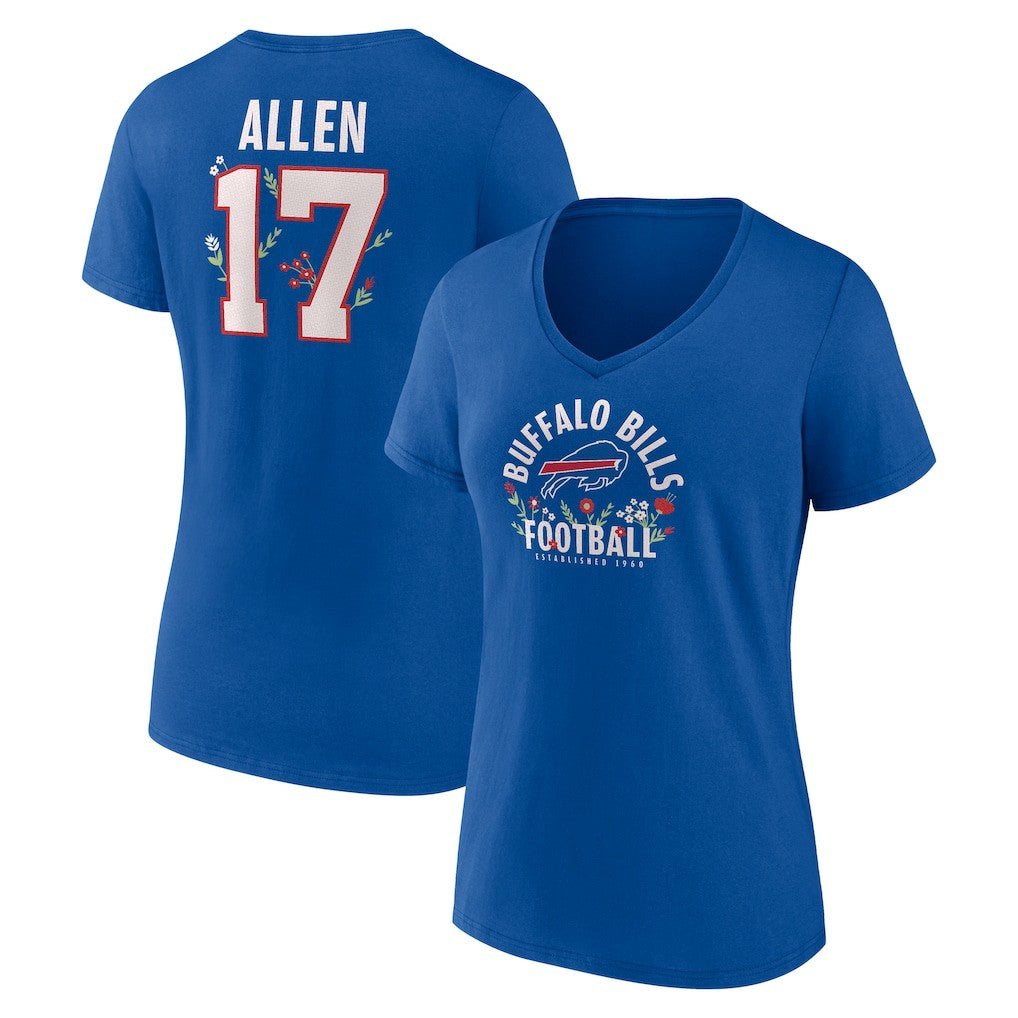 Josh Allen Buffalo Bills Women's Floral Name & Number V-Neck T-Shirt - Royal for sale