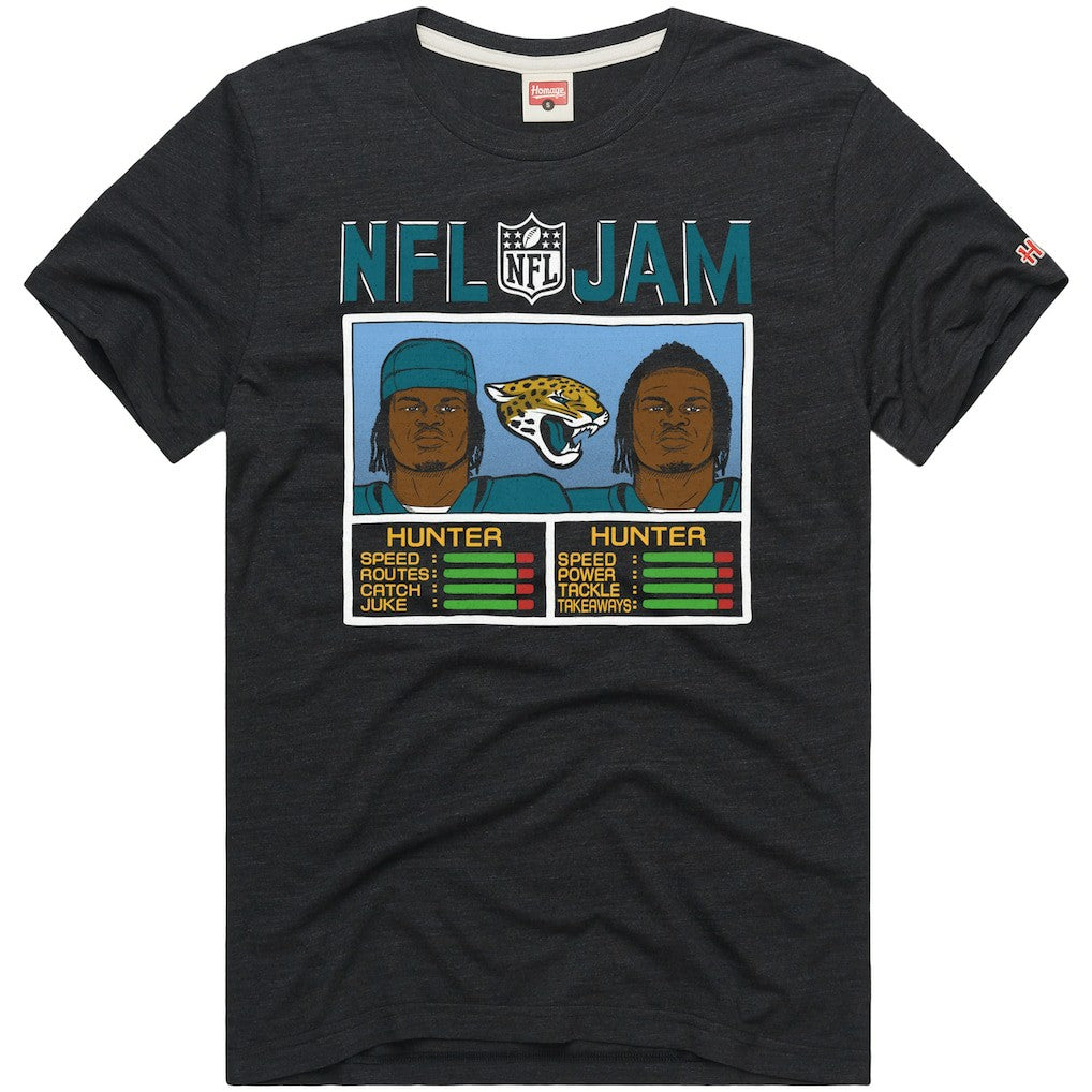 Travis Hunter Jacksonville Jaguars Homage Unisex NFL Jam Tri-Blend T-Shirt - Black sale