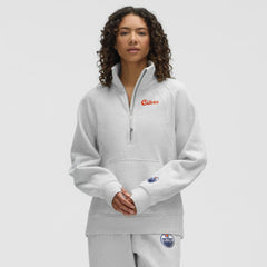 Edmonton Oilers lululemon Women's Long Scuba Oversized Half-Zip Funnel Neck - Heathered Core Ultra Light Grey