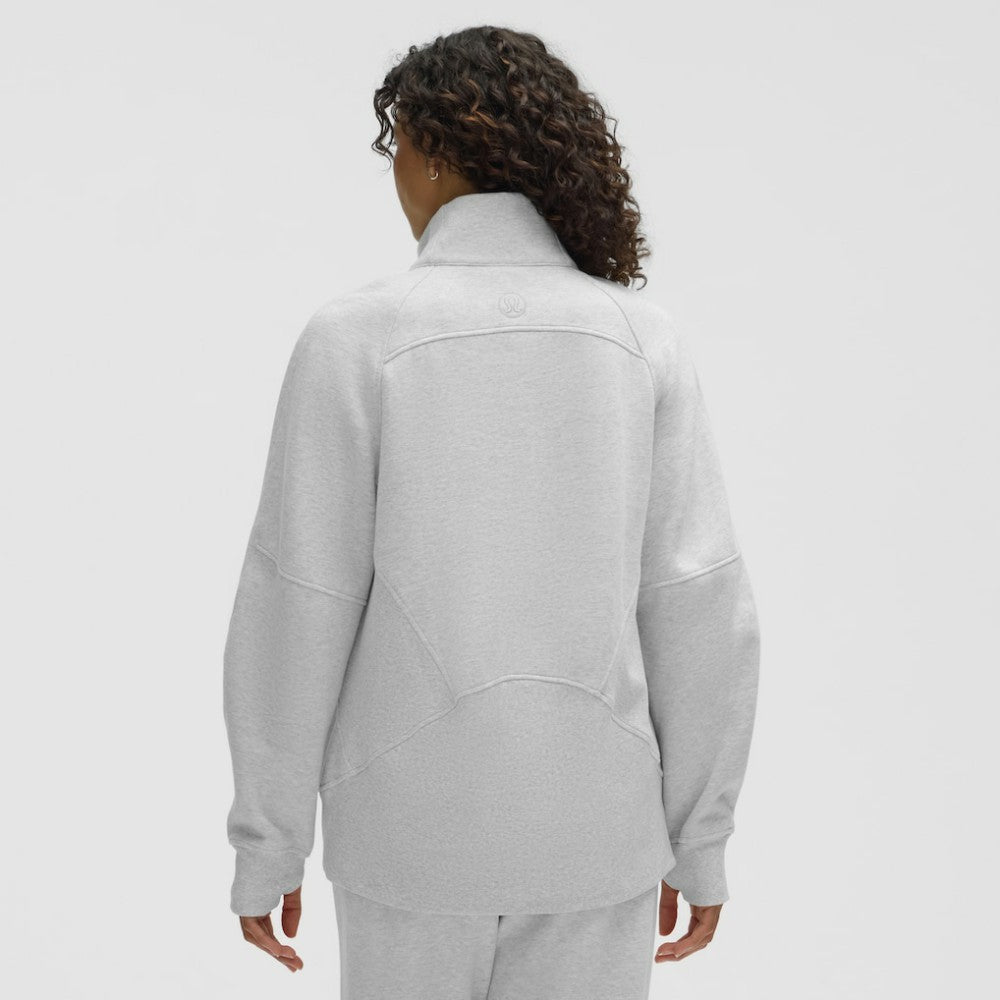 Edmonton Oilers lululemon Women's Long Scuba Oversized Half-Zip Funnel Neck - Heathered Core Ultra Light Grey