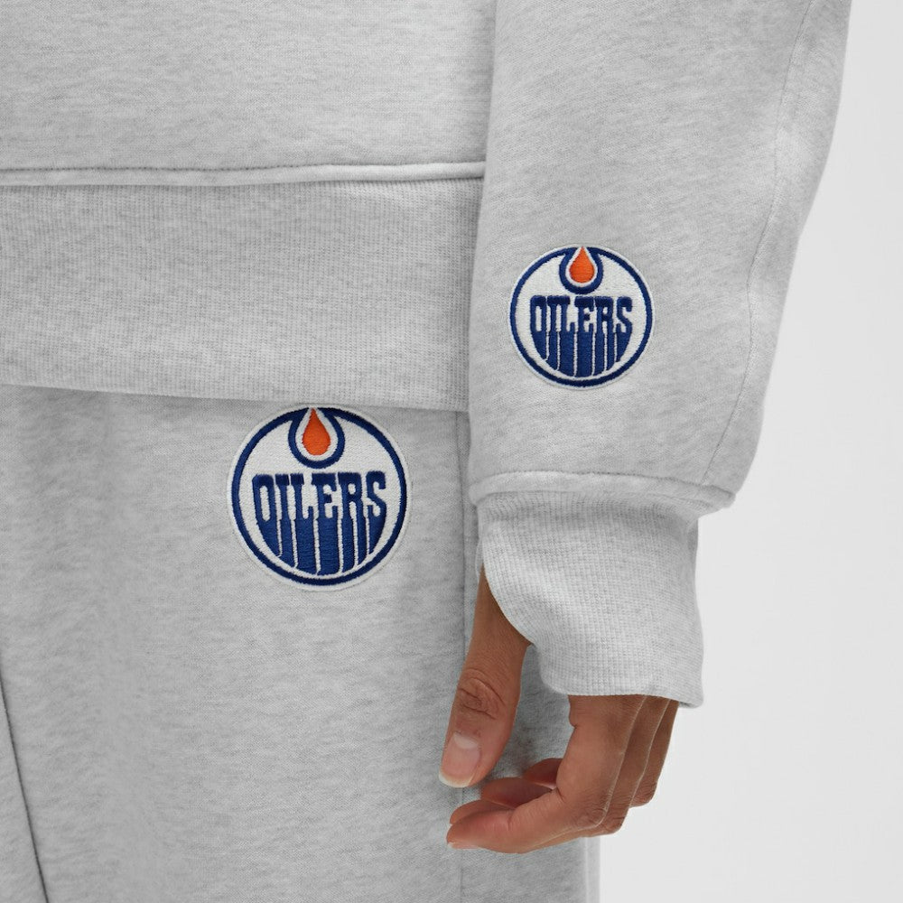 Edmonton Oilers lululemon Women's Long Scuba Oversized Half-Zip Funnel Neck - Heathered Core Ultra Light Grey
