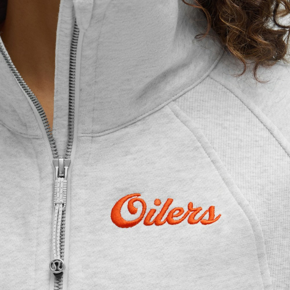 Edmonton Oilers lululemon Women's Long Scuba Oversized Half-Zip Funnel Neck - Heathered Core Ultra Light Grey