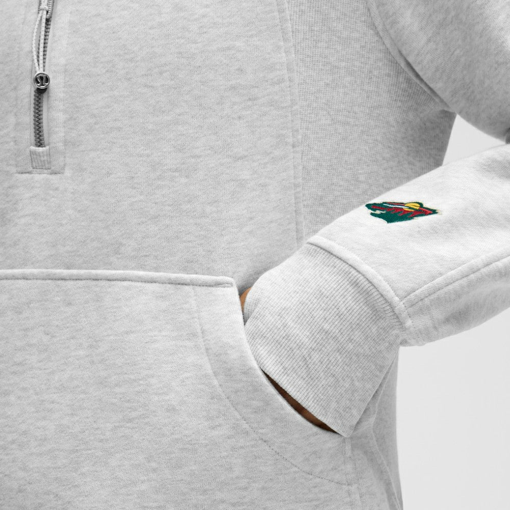 Minnesota Wild lululemon Women's Long Scuba Oversized Half-Zip Funnel Neck - Heathered Core Ultra Light Grey