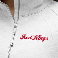 Detroit Red Wings lululemon Women's Long Scuba Oversized Half-Zip Funnel Neck - Heathered Core Ultra Light Grey