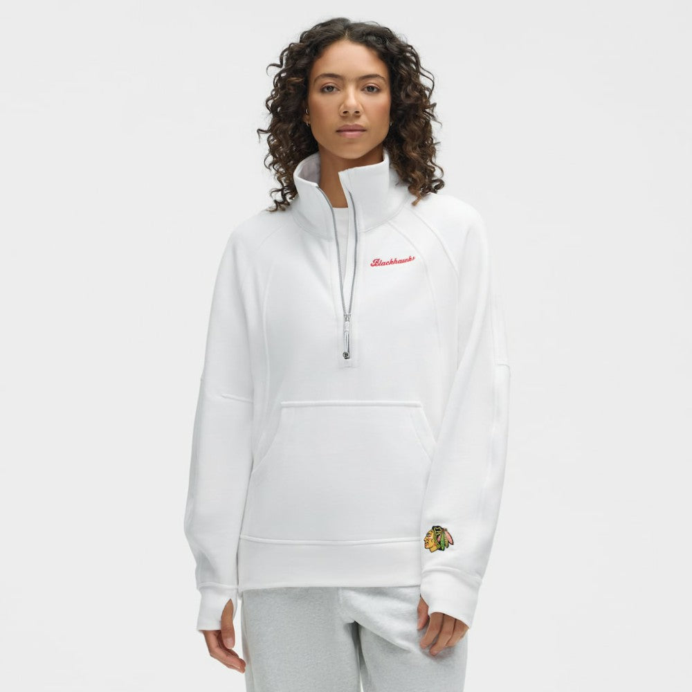 Chicago Blackhawks lululemon Women's Long Scuba Oversized Half-Zip Funnel Neck - White