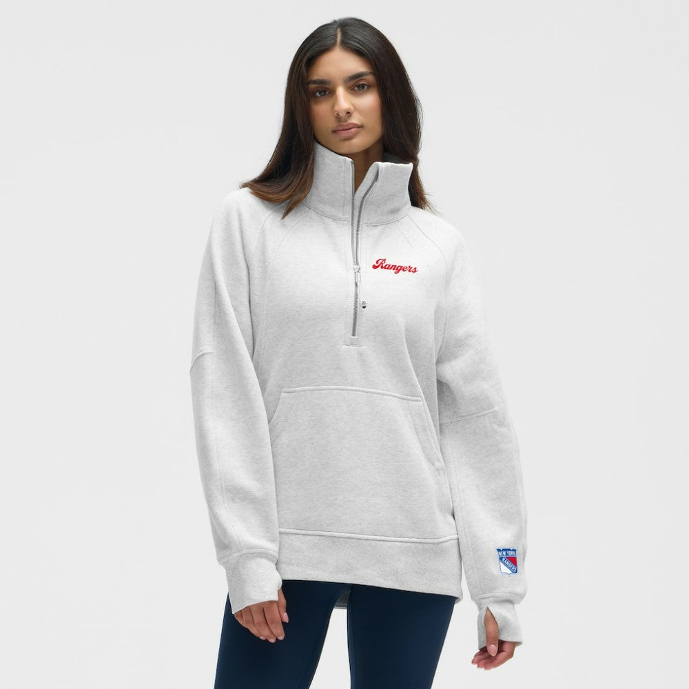 New York Rangers lululemon Women's Long Scuba Oversized Half-Zip Funnel Neck - Heathered Core Ultra Light Grey