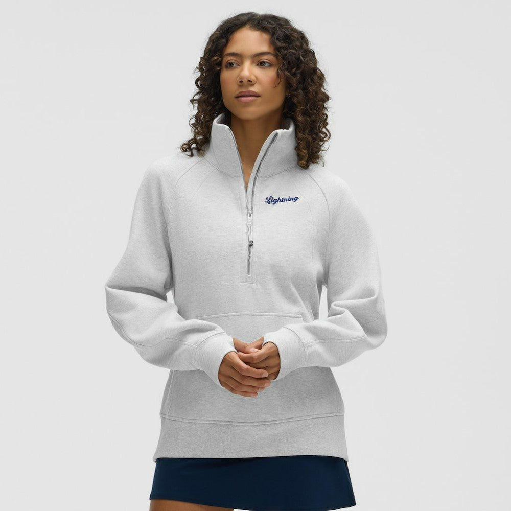 Tampa Bay Lightning lululemon Women's Long Scuba Oversized Half-Zip Funnel Neck - Heathered Core Ultra Light Grey