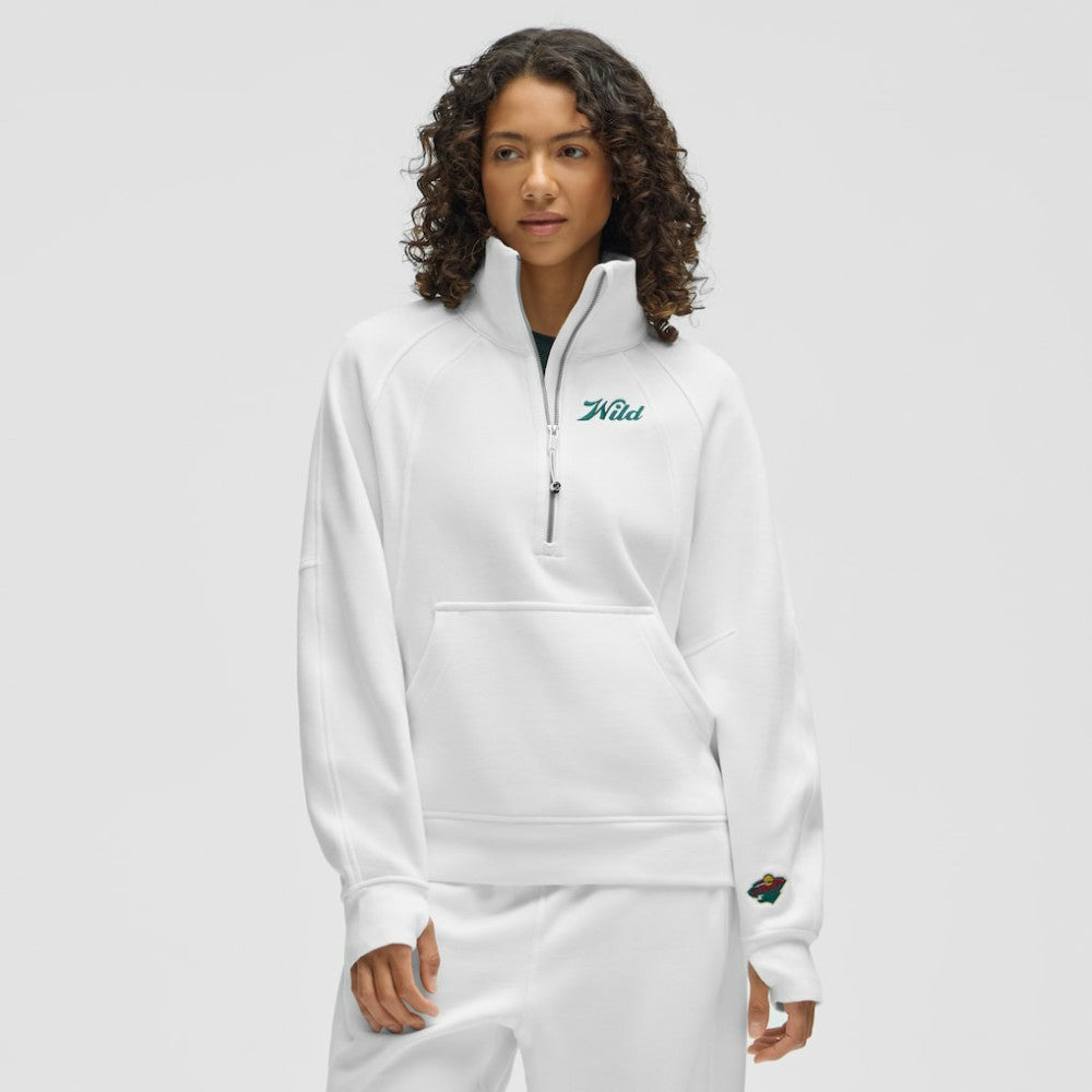 Minnesota Wild lululemon Women's Long Scuba Oversized Half-Zip Funnel Neck - White
