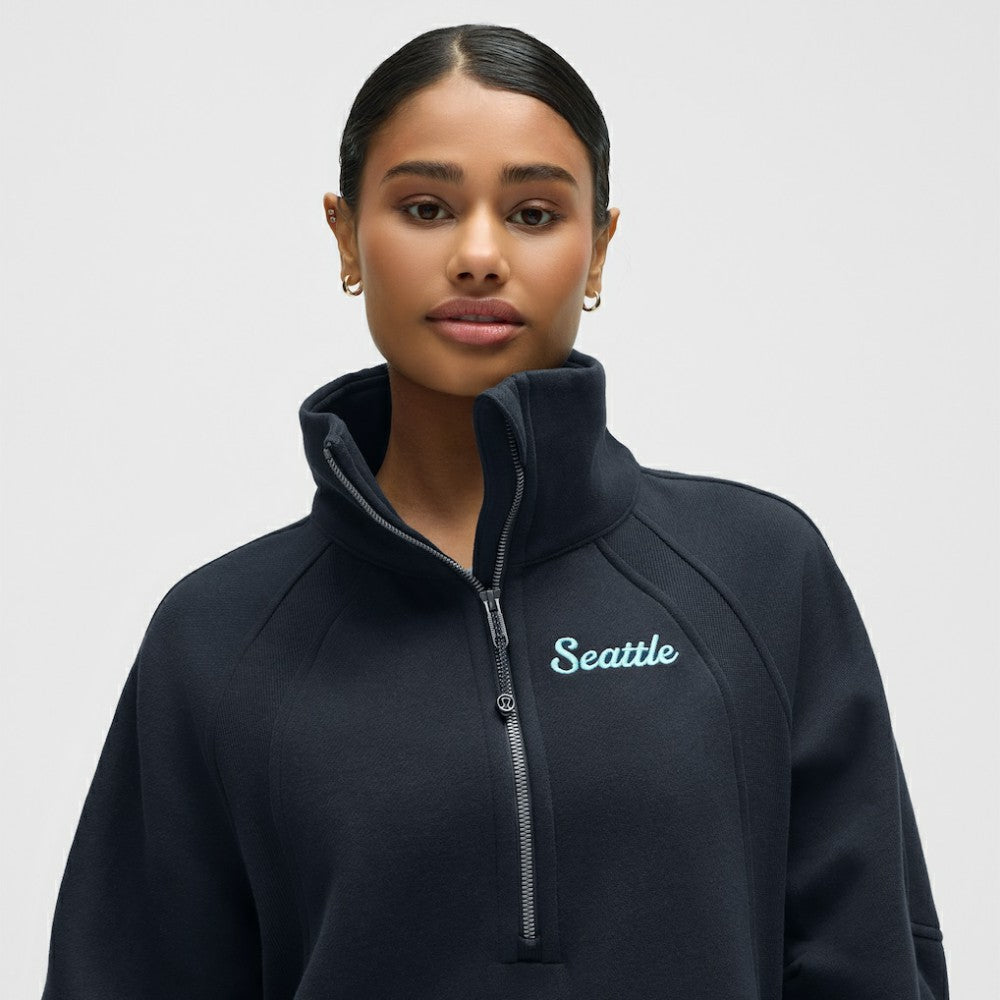 Seattle Kraken lululemon Women's Long Scuba Oversized Half-Zip Funnel Neck - True Navy