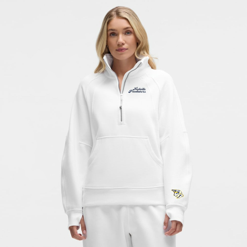 Nashville Predators lululemon Women's Long Scuba Oversized Half-Zip Funnel Neck - White