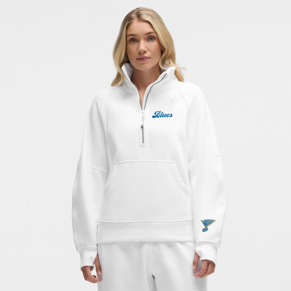St. Louis Blues lululemon Women's Long Scuba Oversized Half-Zip Funnel Neck - White