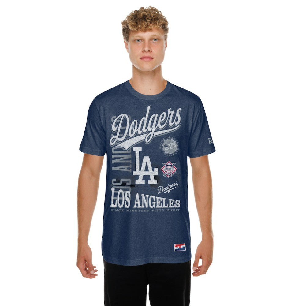 Los Angeles Dodgers  Oversized Throwback Distressed T-Shirt Navy