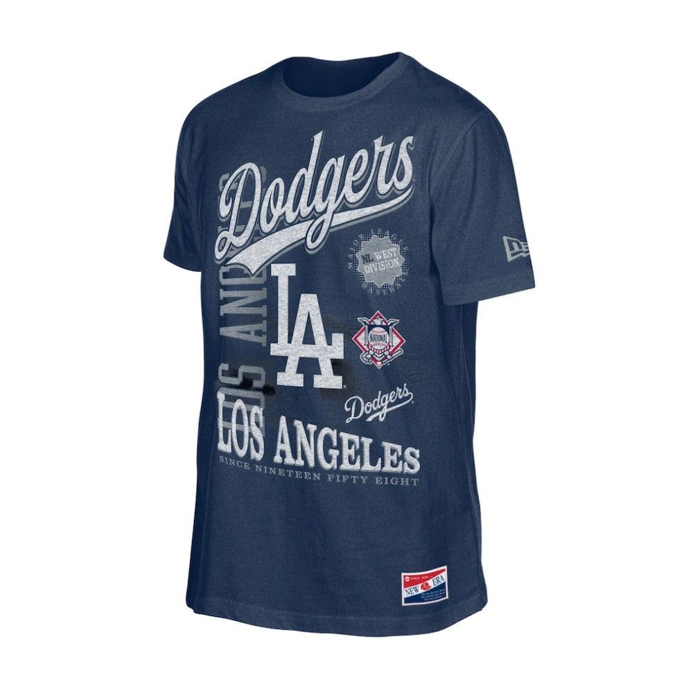 Los Angeles Dodgers  Oversized Throwback Distressed T-Shirt Navy