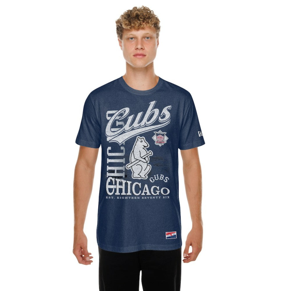 Chicago Cubs  Oversized Throwback Distressed T-Shirt Navy