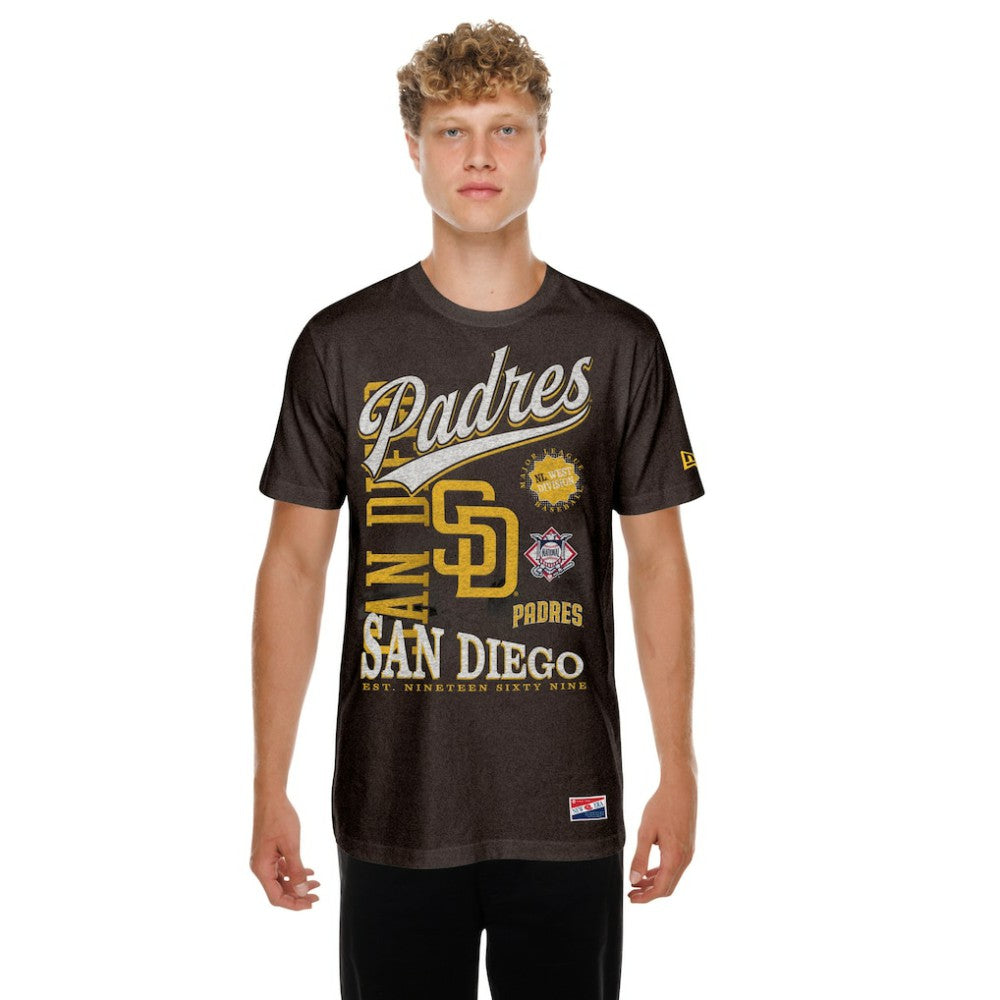 San Diego Padres  Oversized Throwback Distressed T-Shirt Brown