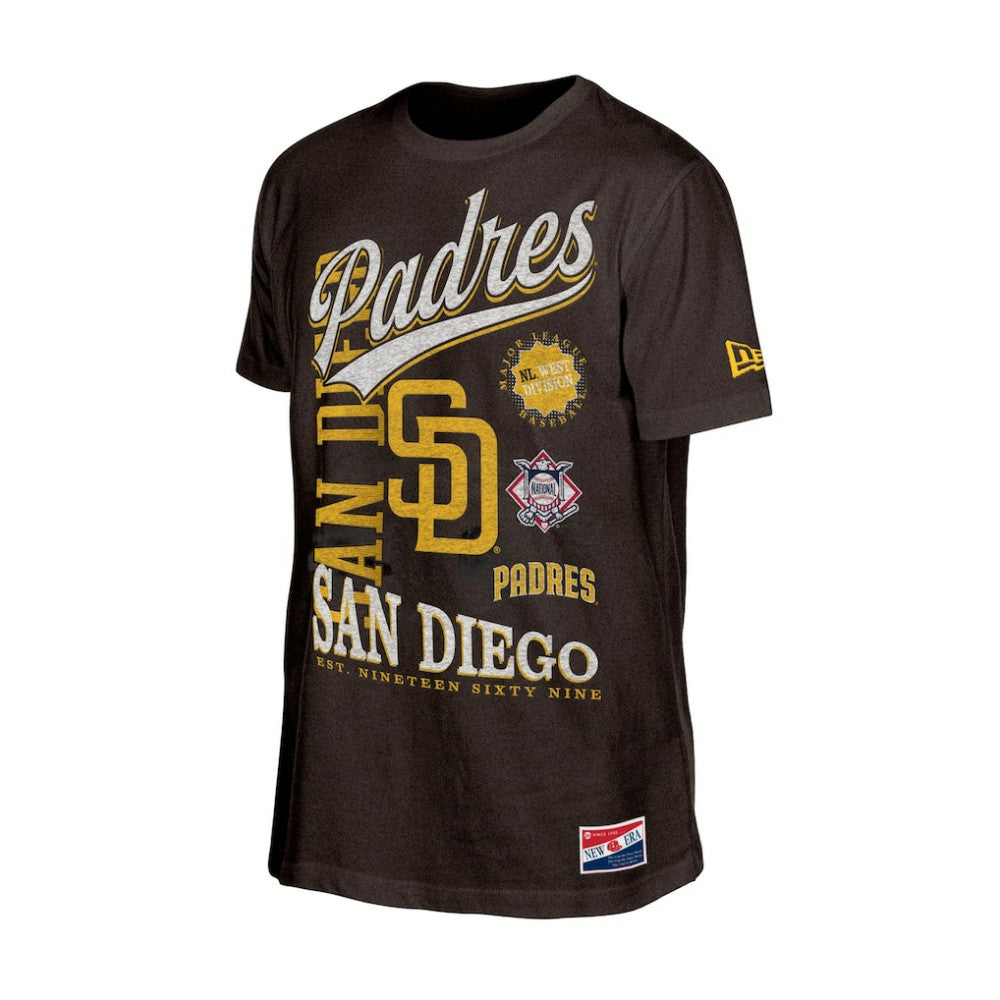 San Diego Padres  Oversized Throwback Distressed T-Shirt Brown