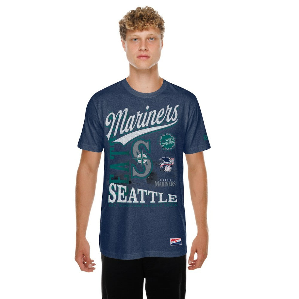 Seattle Mariners  Oversized Throwback Distressed T-Shirt Navy