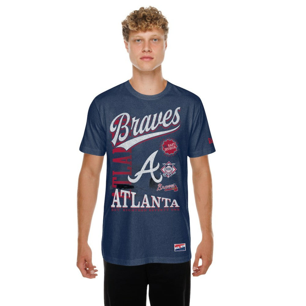 Atlanta Braves  Oversized Throwback Distressed T-Shirt Navy