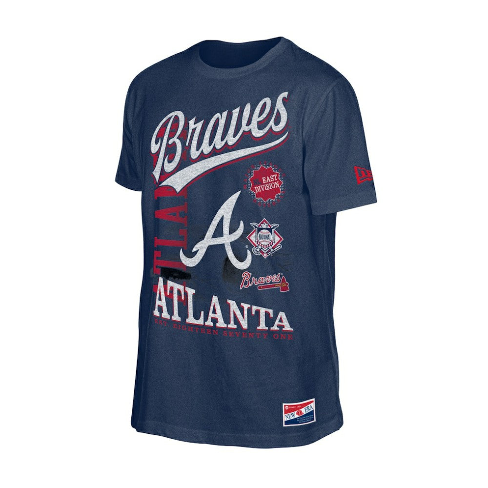 Atlanta Braves  Oversized Throwback Distressed T-Shirt Navy