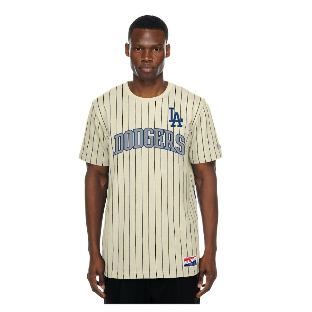 Los Angeles Dodgers Throwback Meshback Pinstripe T-Shirt Cream