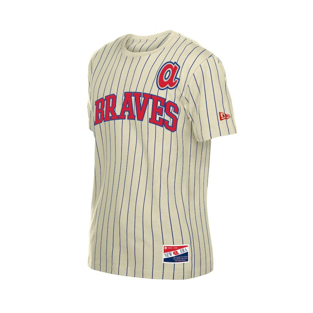 Atlanta Braves Throwback Meshback Pinstripe T-Shirt Cream