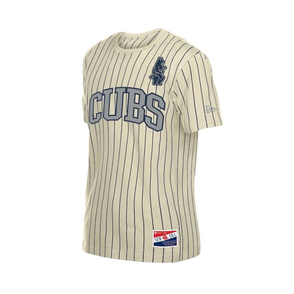 Chicago Cubs Throwback Meshback Pinstripe T-Shirt Cream