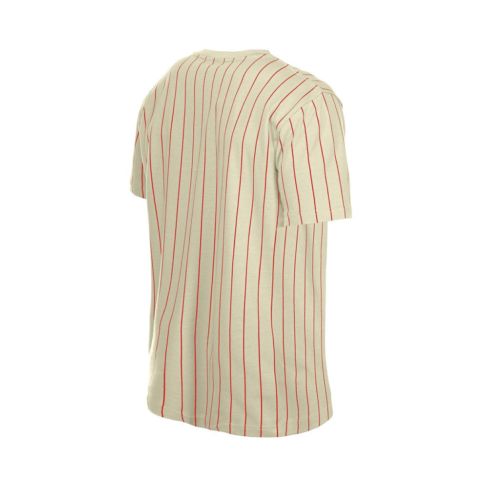 Cincinnati Reds Throwback Meshback Pinstripe T-Shirt Cream