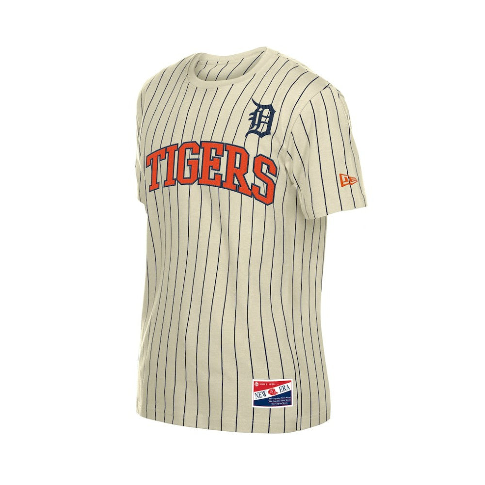Detroit Tigers Throwback Meshback Pinstripe T-Shirt Cream