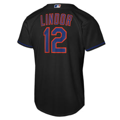 Francisco Lindor New York Mets Youth Alternate Replica Jersey Black