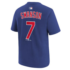 Dansby Swanson Chicago Cubs Youth Name & Number T-Shirt Royal
