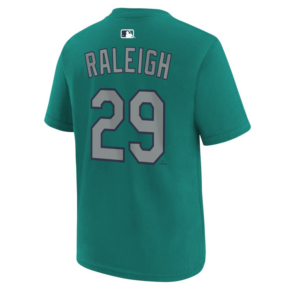 Cal Raleigh Seattle Mariners Youth Name & Number T-Shirt Teal