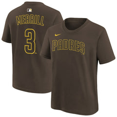 Jackson Merrill San Diego Padres Youth Name & Number T-Shirt Brown