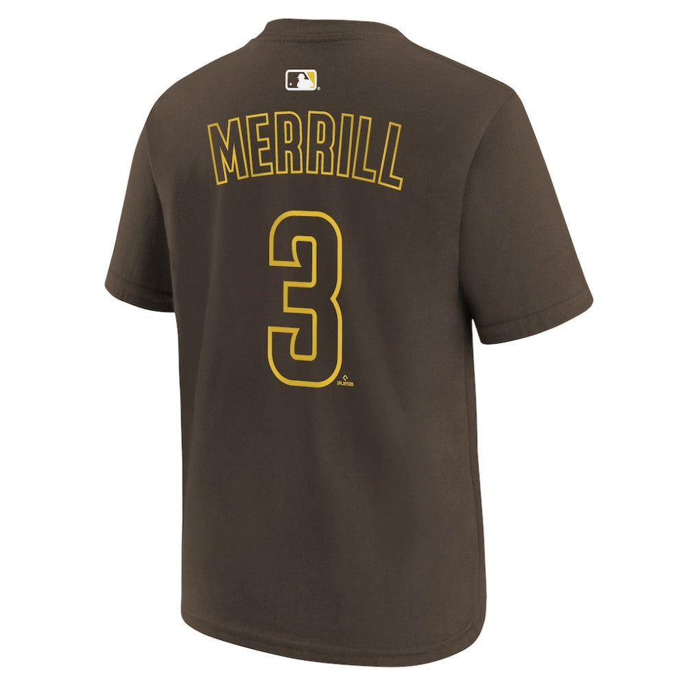 Jackson Merrill San Diego Padres Youth Name & Number T-Shirt Brown