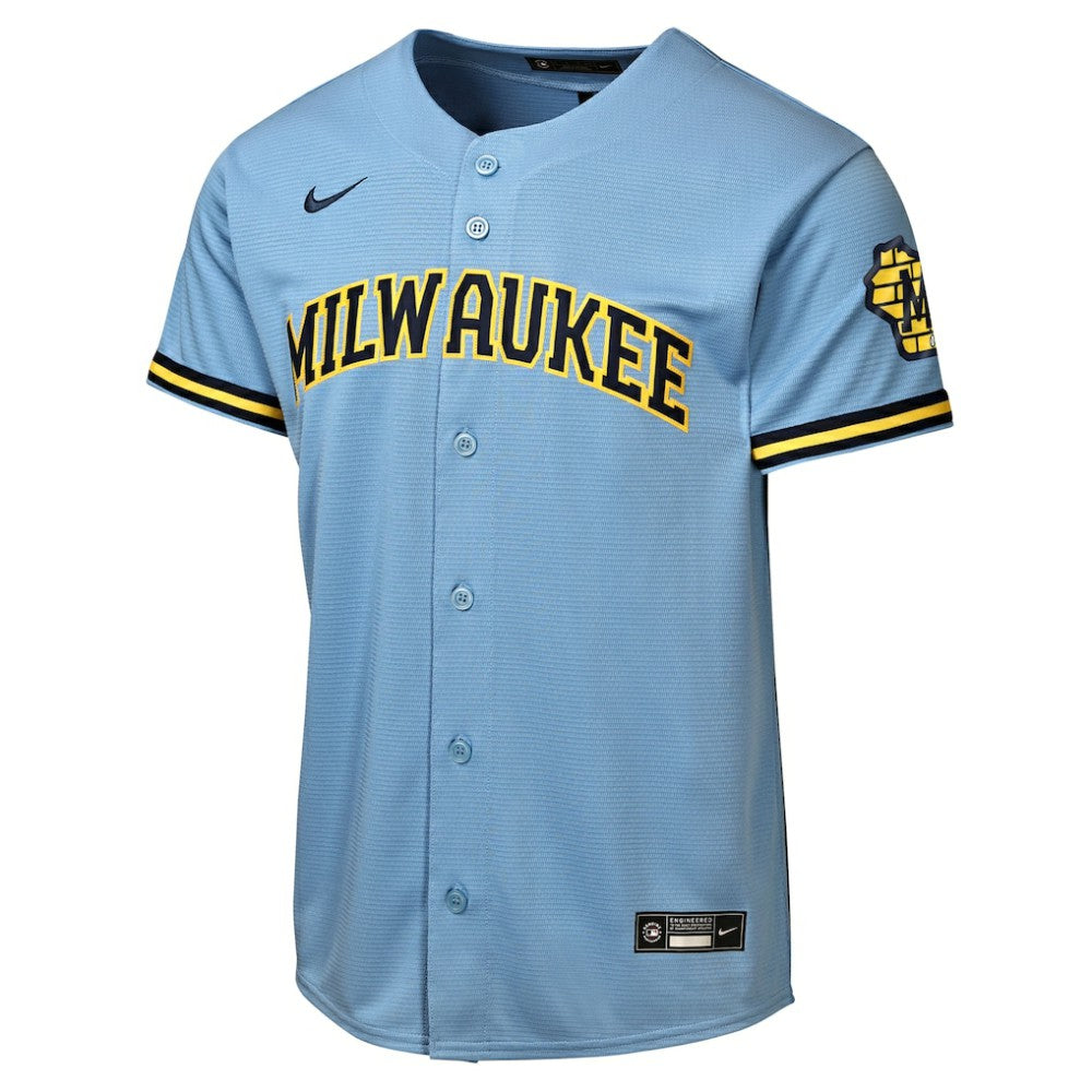 Milwaukee Brewers Youth Road Stadium Jersey Powder Blue