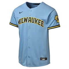 Milwaukee Brewers Youth Road Stadium Jersey Powder Blue