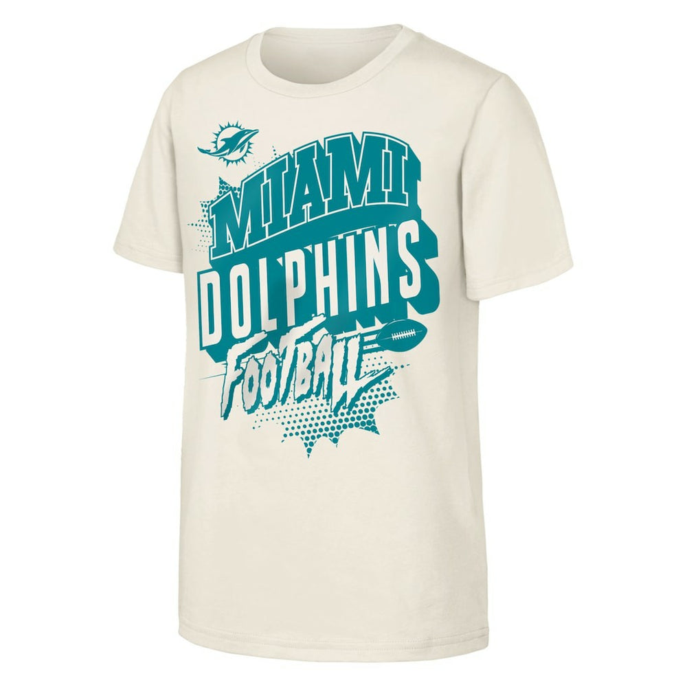 Miami Dolphins Outerstuff Youth Action Comic T-Shirt - Natural cheap