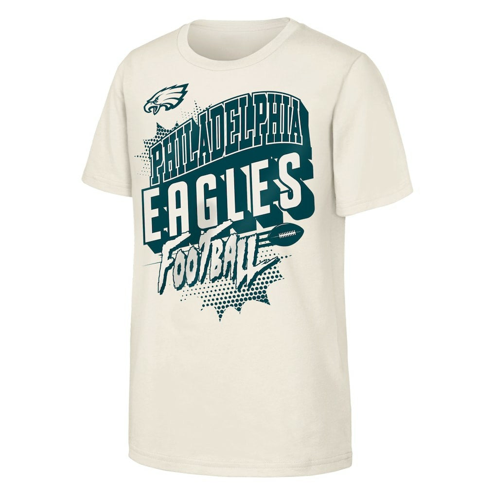 Philadelphia Eagles Outerstuff Youth Action Comic T-Shirt - Natural on sale