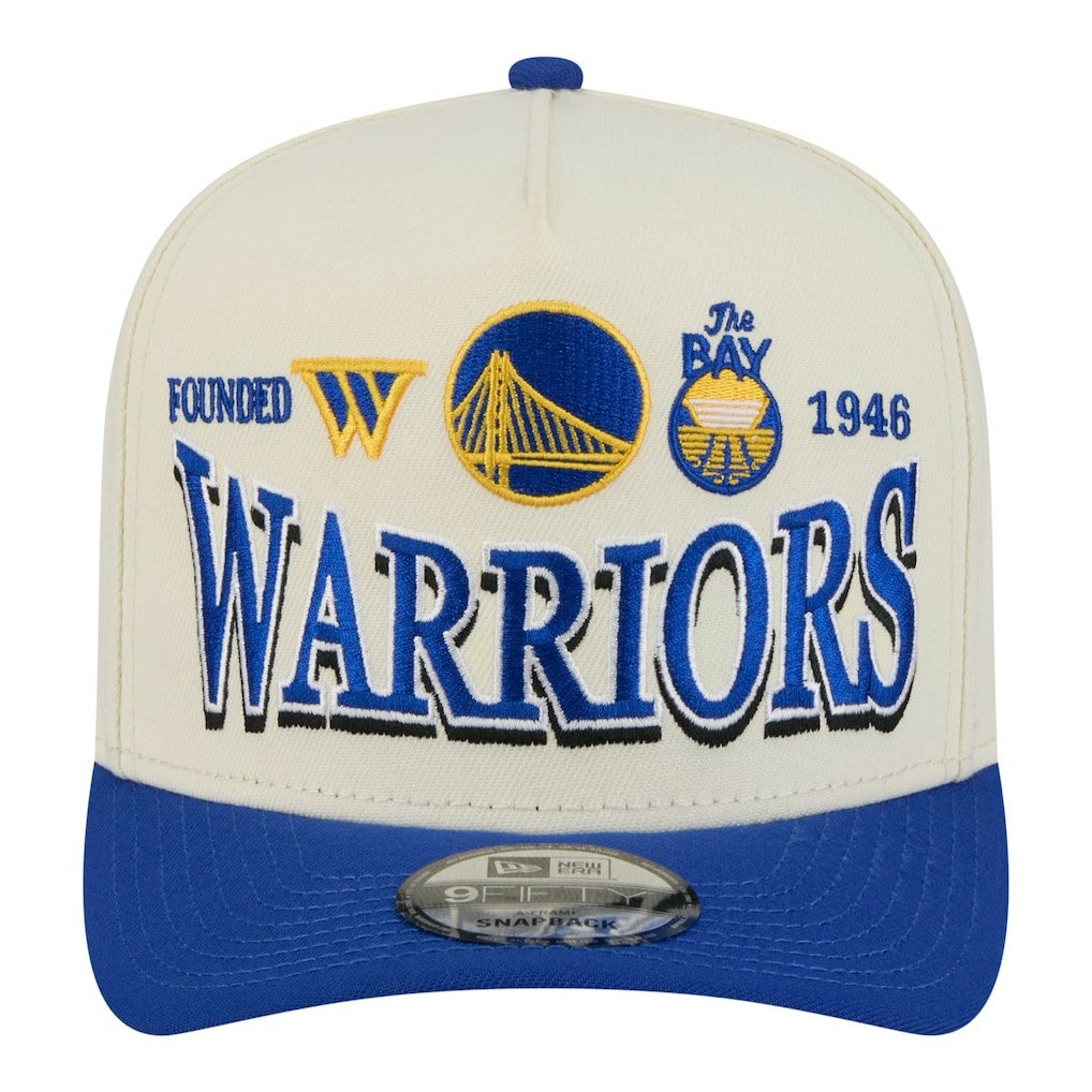 Golden State Warriors Stretched 2-Tone A-Frame 9FIFTY Adjustable Hat sale - Cream/Royal outlet