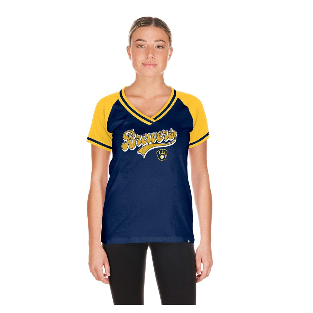 Milwaukee Brewers Women's Gameday V-Neck T-Shirt Navy